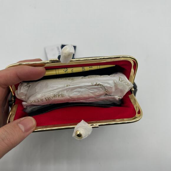 Dooney & Bourke Pebble Leather Large Framed Kisslock Wallet Black - Picture 12 of 14